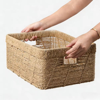 Decorative storage baskets made of woven material