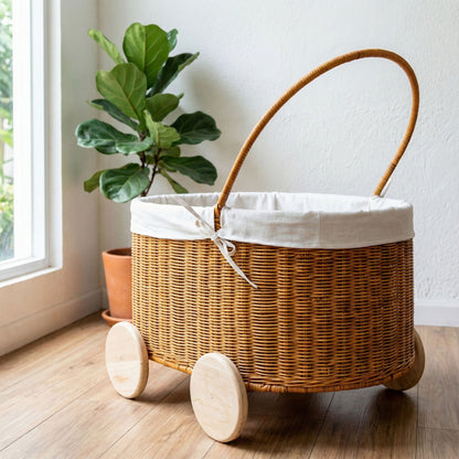 Rolling Woven Storage Cart Acalora