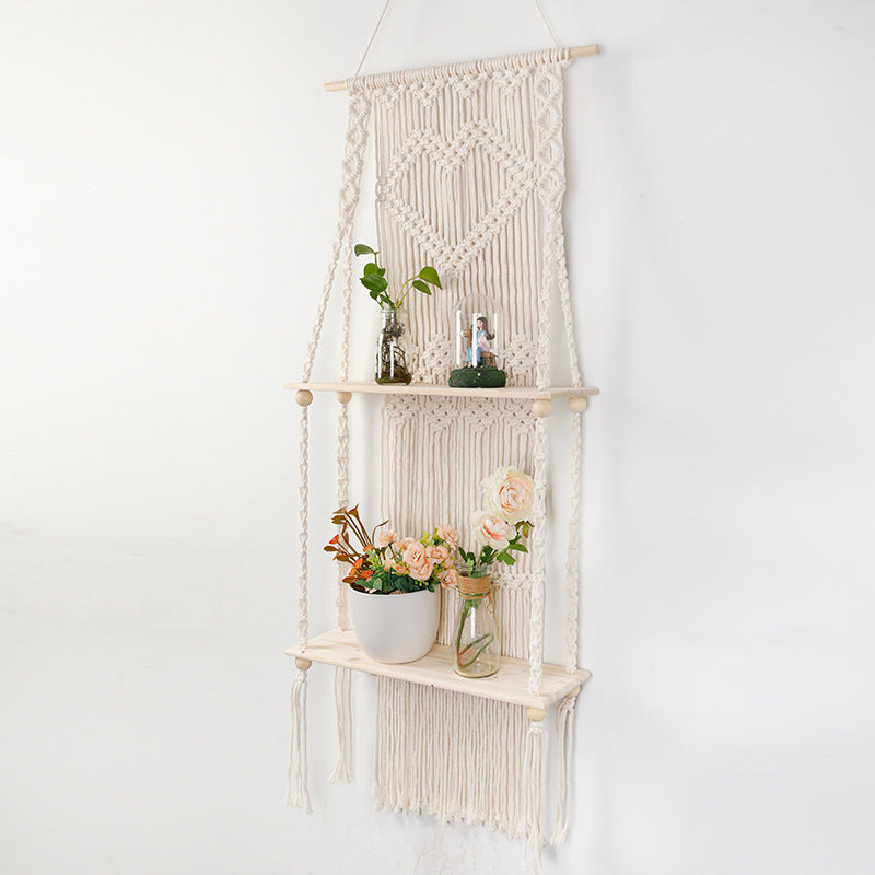 Macrame shelf with heart design Acalora