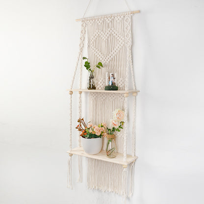 Macrame shelf with heart design Acalora