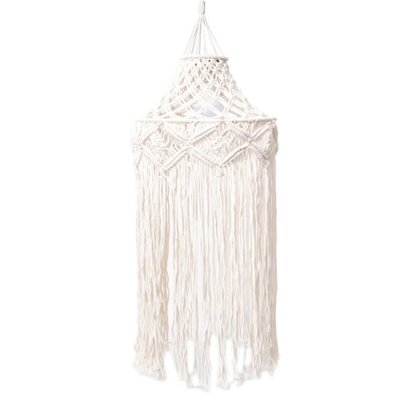 Elegant Macrame Hanging Lamp with Fringes Acalora