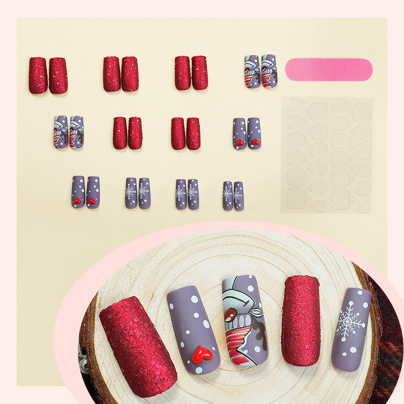 Festive Holiday-Themed Press-On Nail Set Acalora