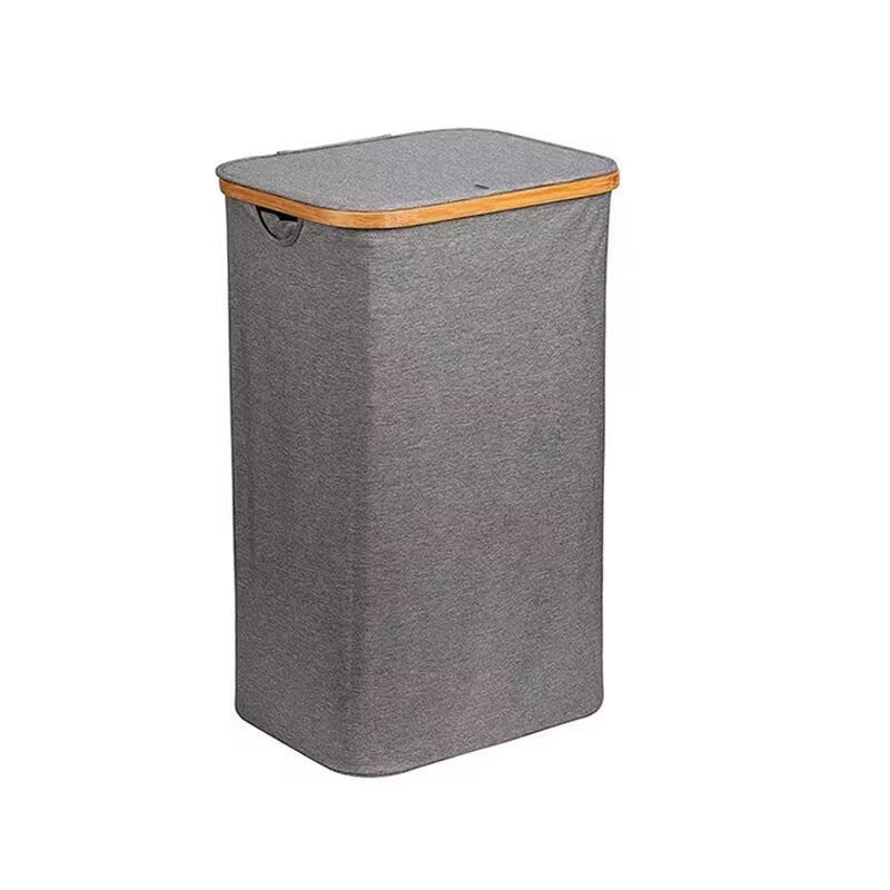 Practical laundry basket with breathable mesh and stylish bamboo lid Acalora