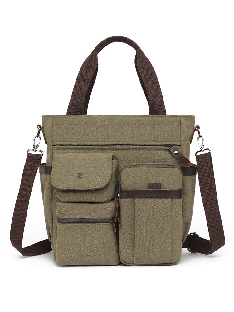 Multi-Pocket Canvas Tote Bag Acalora