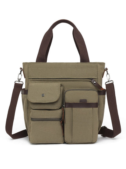 Multi-Pocket Canvas Tote Bag Acalora