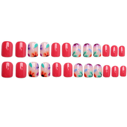 Artificial nail set with colorful flower designs Acalora