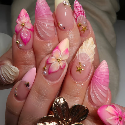 Artistic 3D Shell Press-On Nail Set Acalora