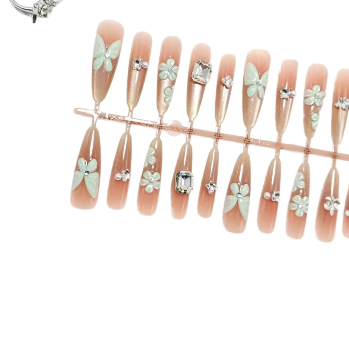 Artificial nails with floral and glamorous design Acalora