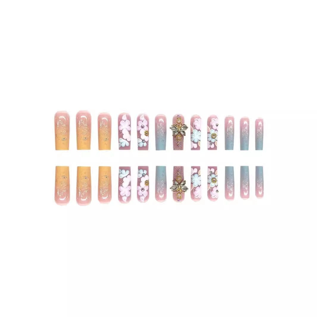 Floral 3D Press-On Nail and Toe Set Acalora