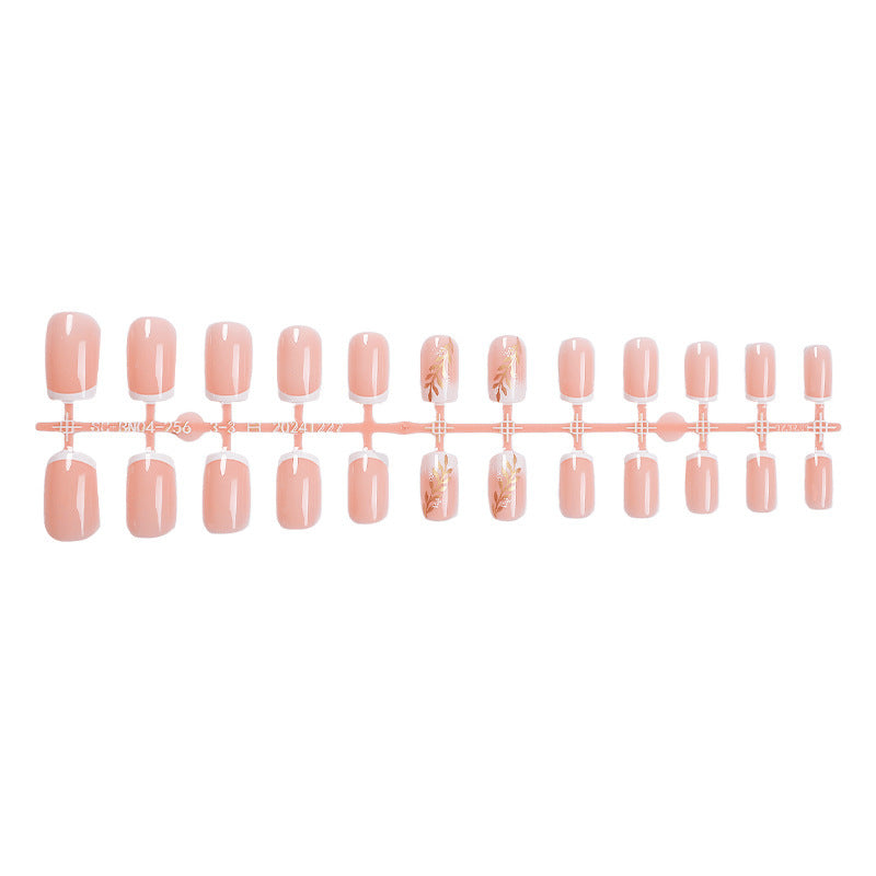 Elegant Press-On Nail Set with Floral Accent Design Acalora