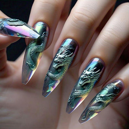 Artificial nails with 3D dragon design Acalora