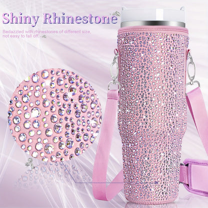 Ladies trendy and sparkling drinking bottle with shoulder bag Bowlift