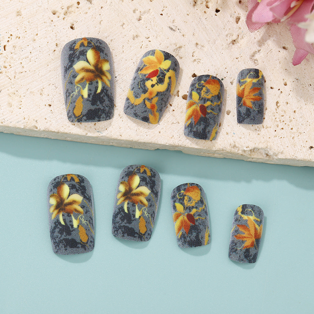 Artificial nails with colorful flower designs Acalora