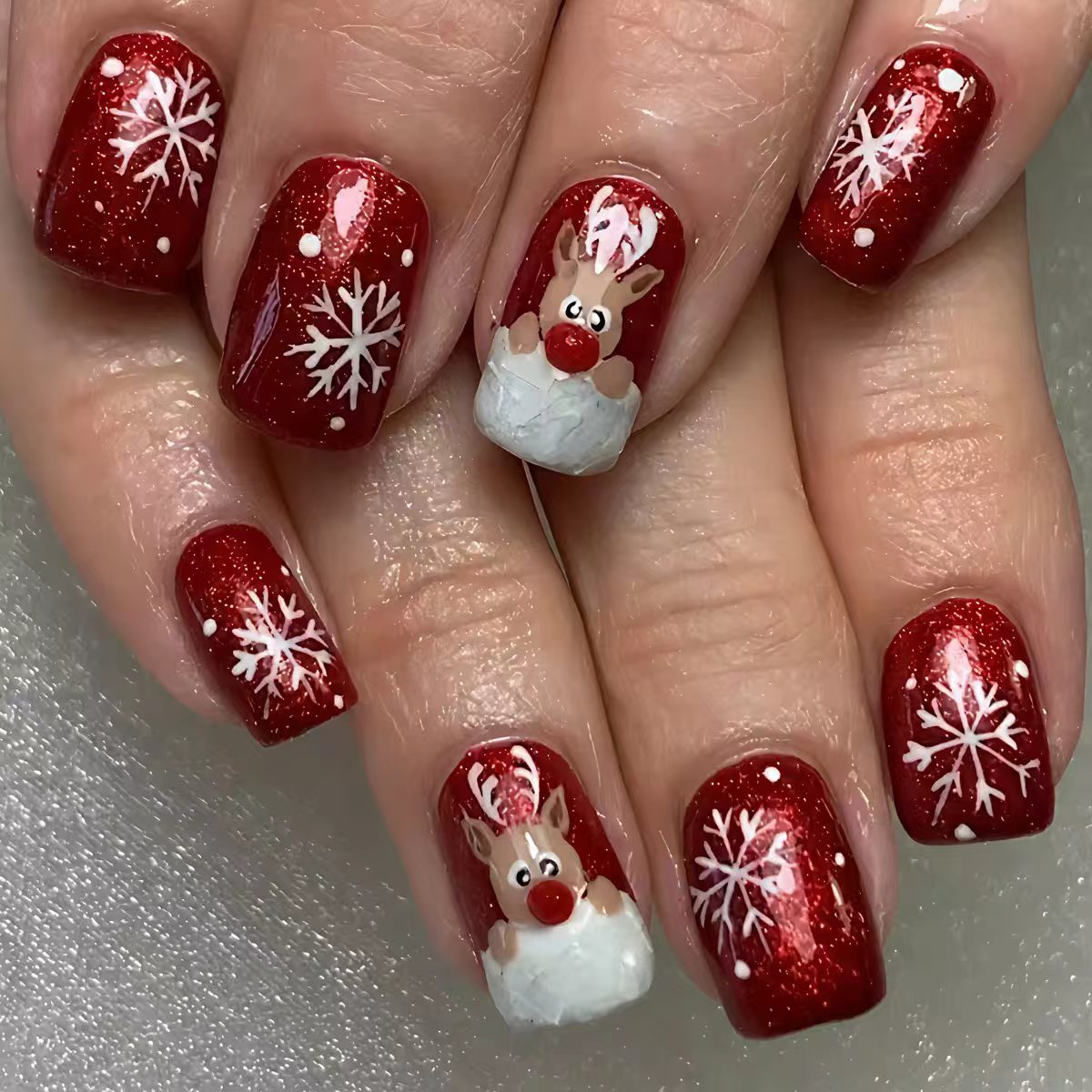 Festive 3D Reindeer Nail Art Acalora
