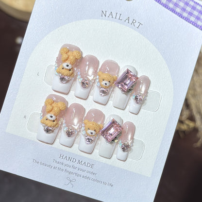 Cute Animal-Inspired Press-On Nail Art Set Acalora