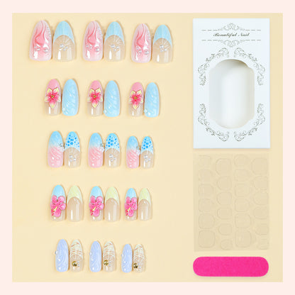 Decorative Press-On Nail Art Set with Premium Floral Designs Acalora