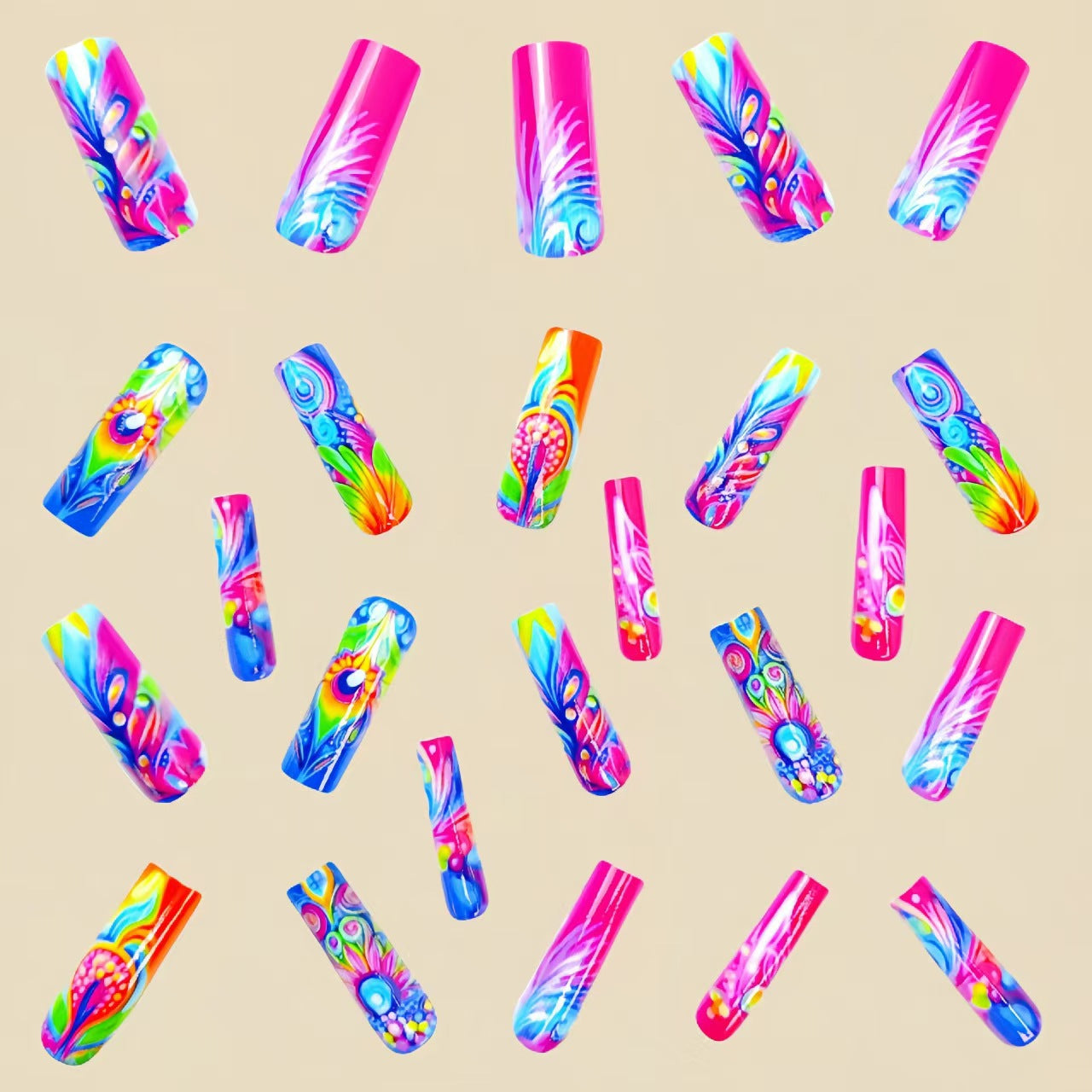 Nail art set with creative patterns and glitter Acalora