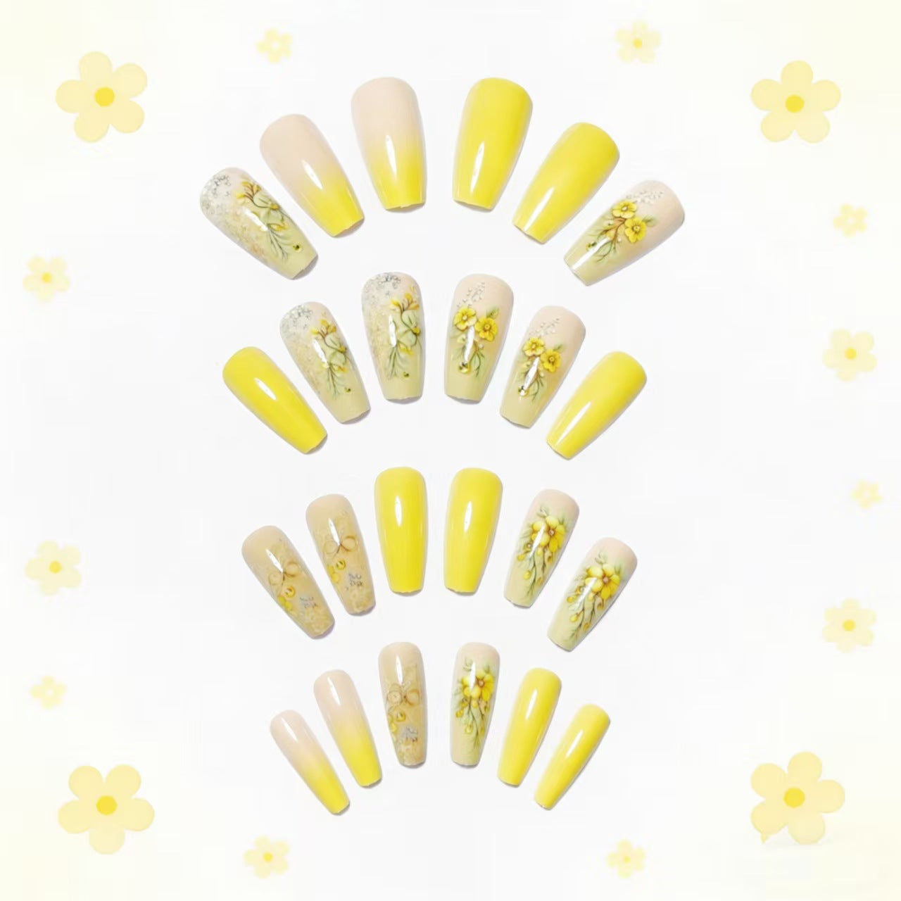Decorative Floral Acrylic Nail Art Acalora