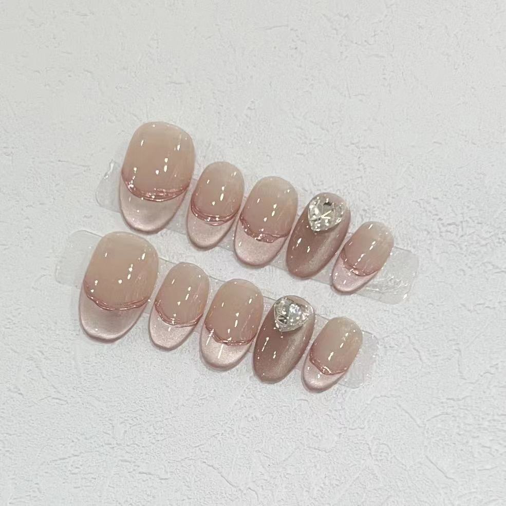 Elegant Press-On Nail Set with Jewel Accents Acalora
