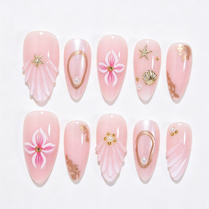 Decorative Sea-Themed Press-On Nails Acalora