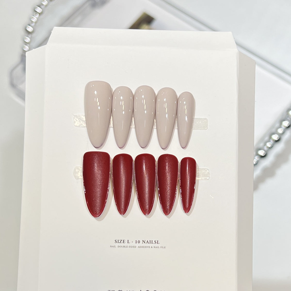 Stiletto Press-On Nail Art Set with Elegant French Tips Acalora