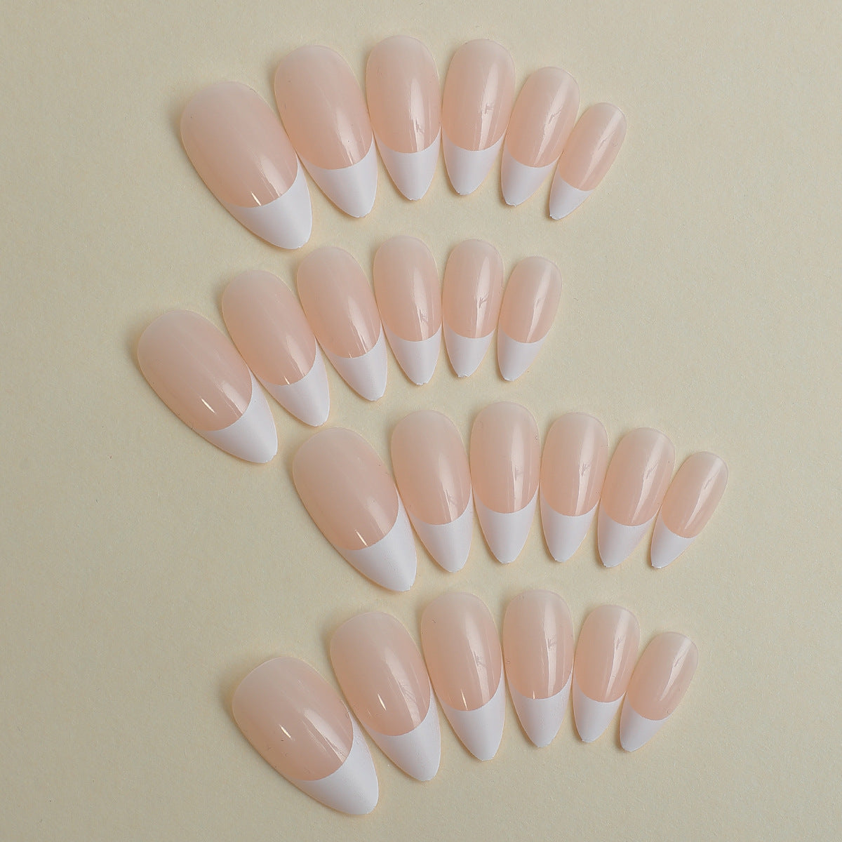 Elegant Stiletto French Tip Press-On Nails Acalora