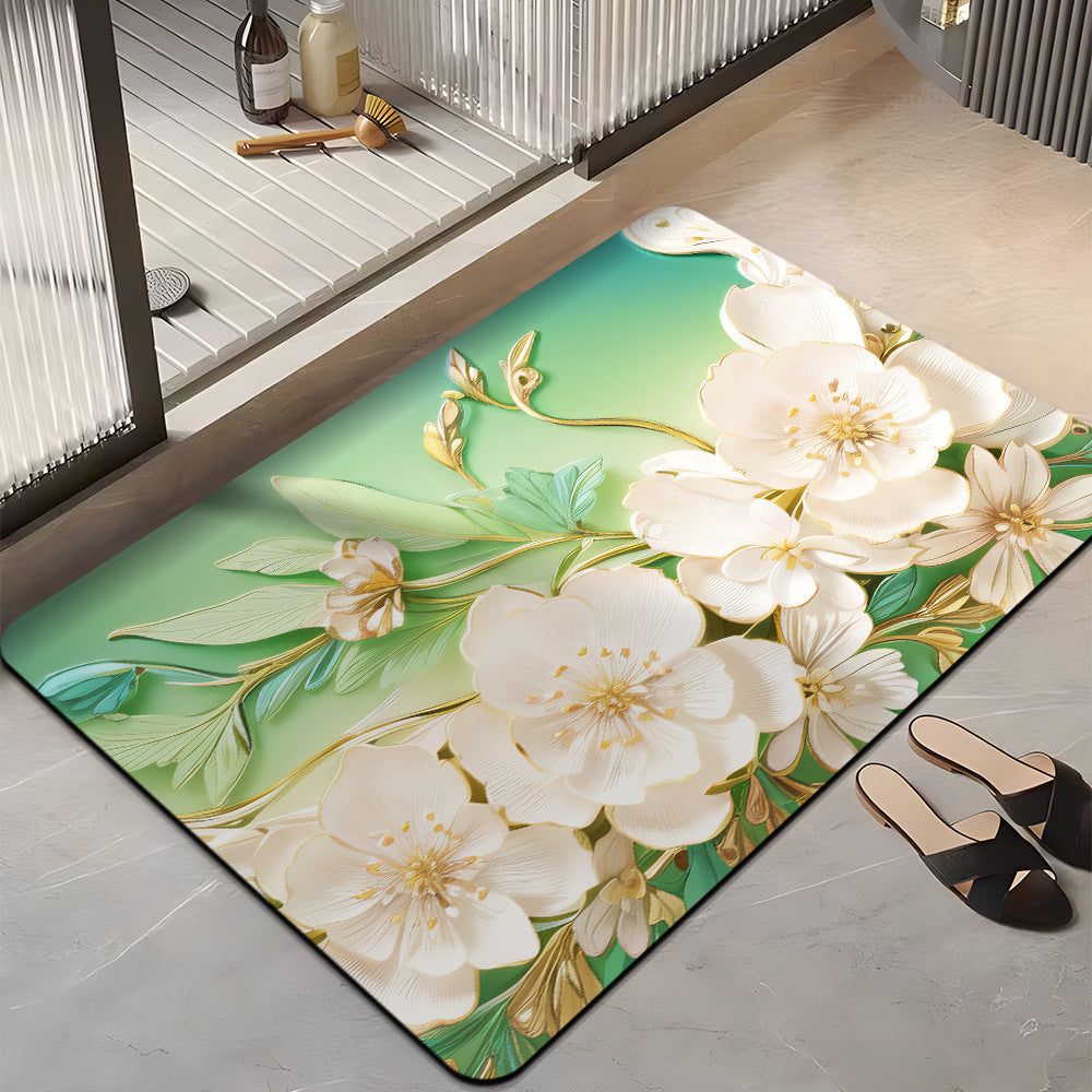 Floral-Themed Plush Bath Mat