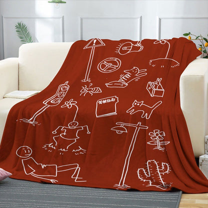 Whimsical Cartoon-Themed Fleece Blanket