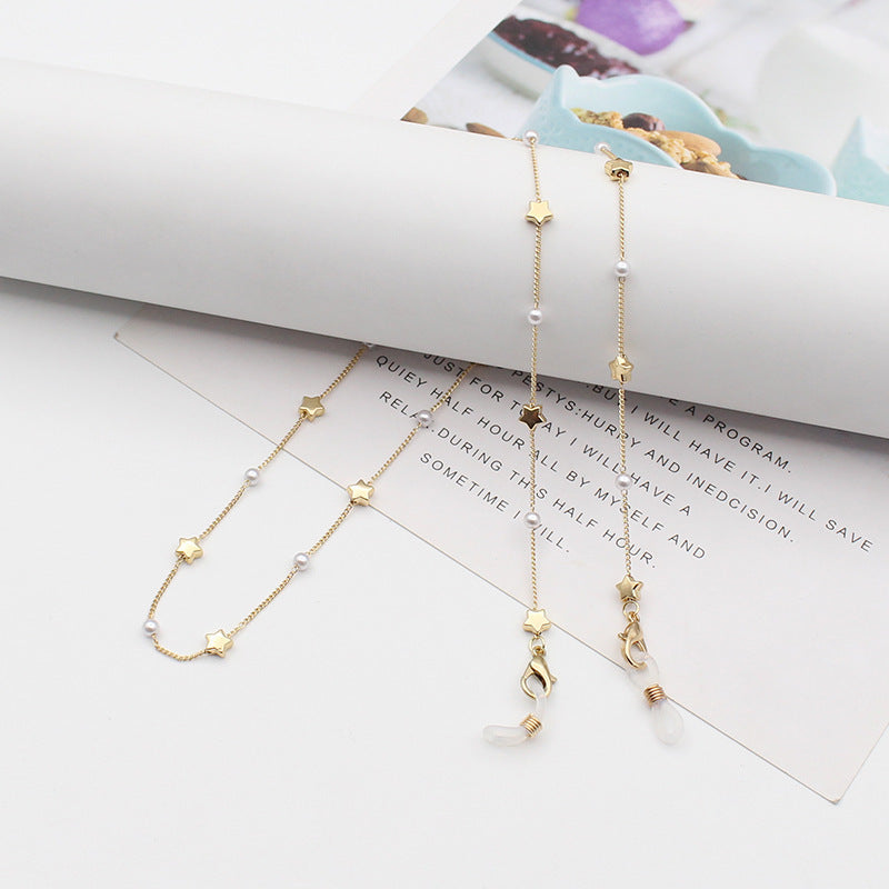 Elegant Pearl Chain Eyewear Holder Acalora