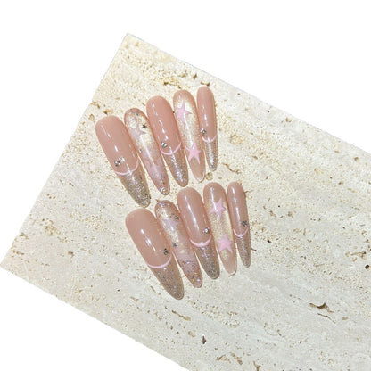 Elegant Stiletto Press-On Nail Art with Rhinestone Accents Acalora