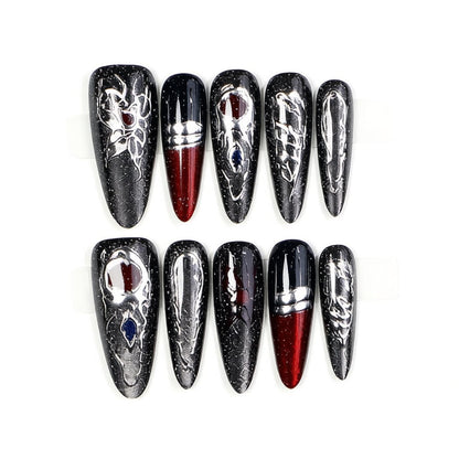 Elegant Stiletto Press-On Nail Art Set with Unique Design Acalora