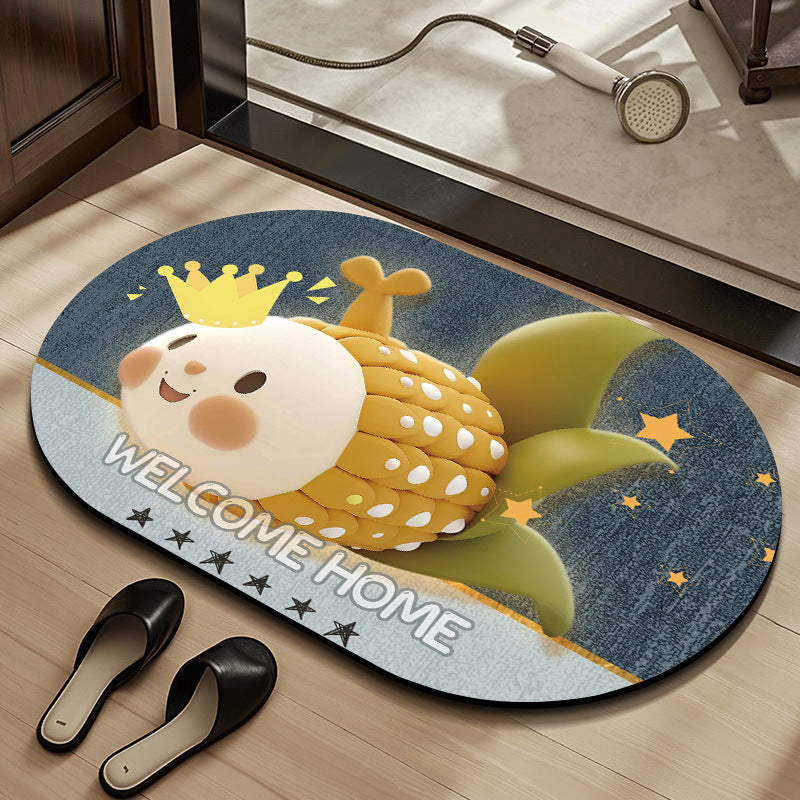 Whimsical Cabbage-Themed Welcome Mat Acalora