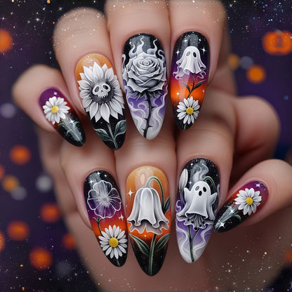 Creative artificial nails in spooky Halloween design Acalora