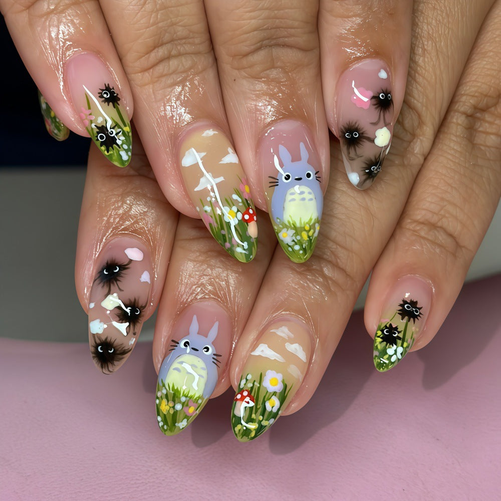 Fantasy animal and flower motifs artificial nails Acalora