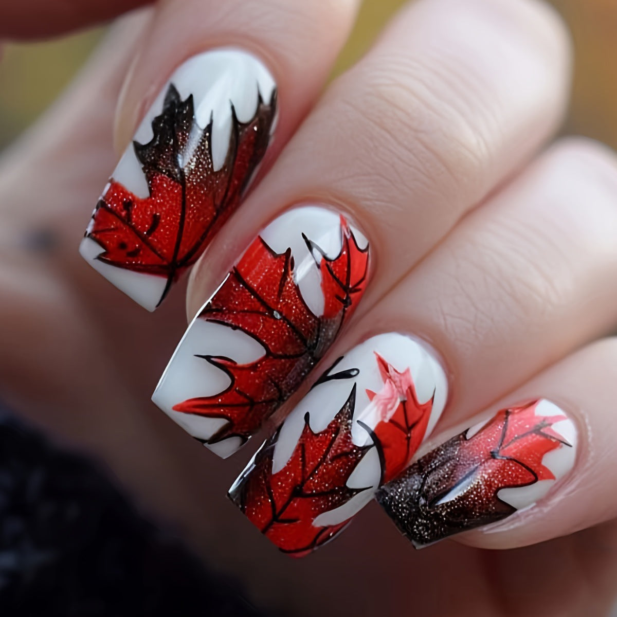 Artistic Autumn Leaf Nail Art Acalora