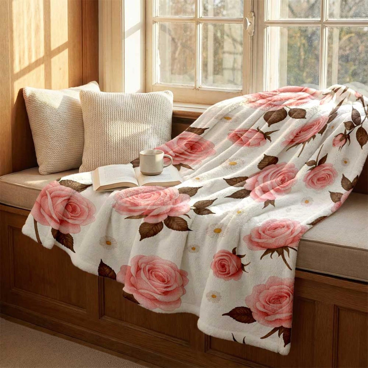 Floral Print Fleece Throw Blanket