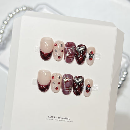 Artistic Press-On Nail Set with Charming Designs Acalora