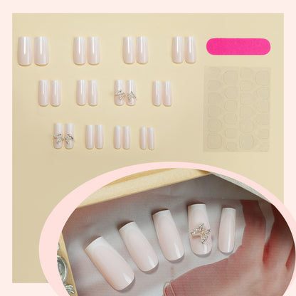 Premium Decorative Press-On Nail Set with Elegant Butterfly Accents Acalora