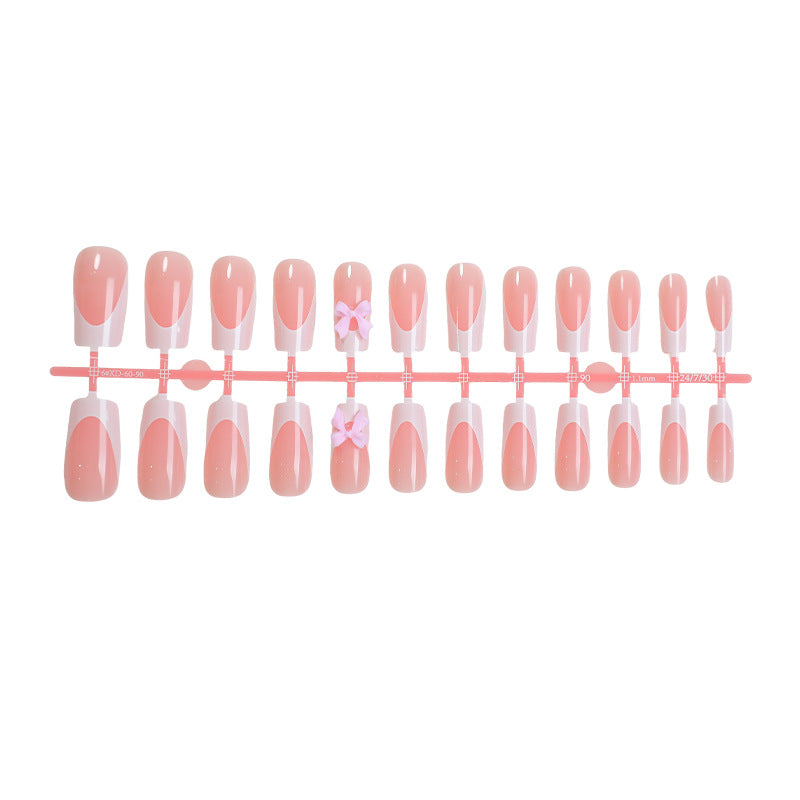 Decorative Press-On Nail Set with Elegant Bows Acalora