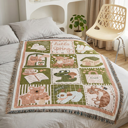 Whimsical Spring-Themed Throw Blanket