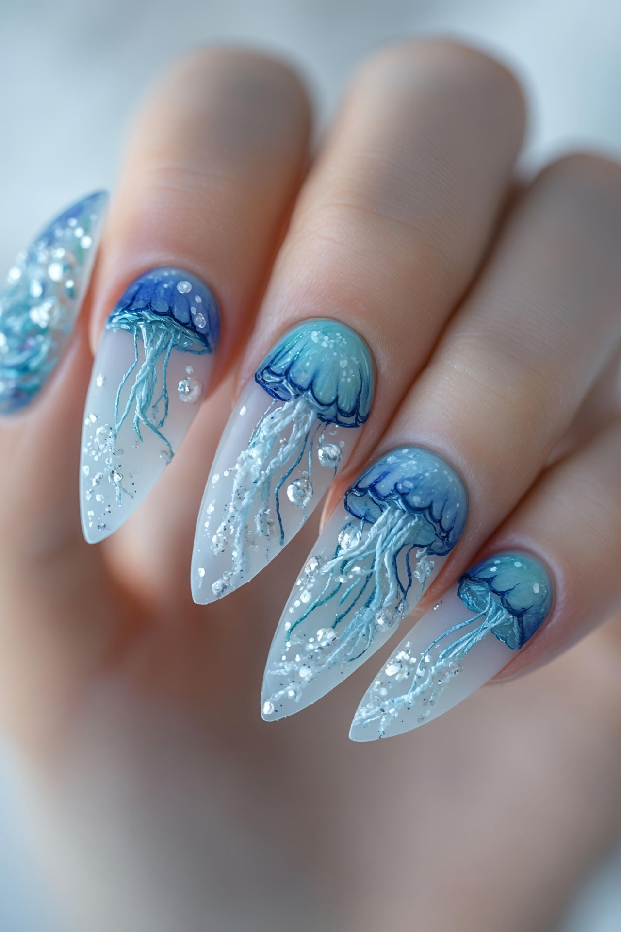 Artistic Jellyfish Design Nail Art Acalora