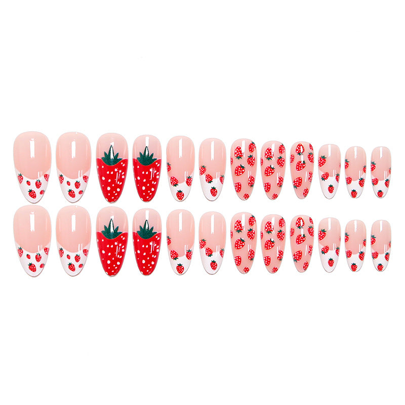 Artificial nail set with fruity strawberry pattern Acalora