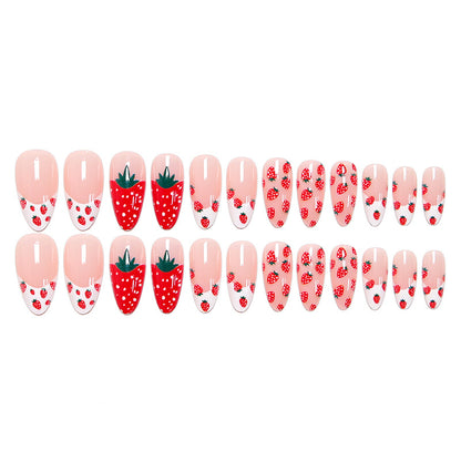 Artificial nail set with fruity strawberry pattern Acalora