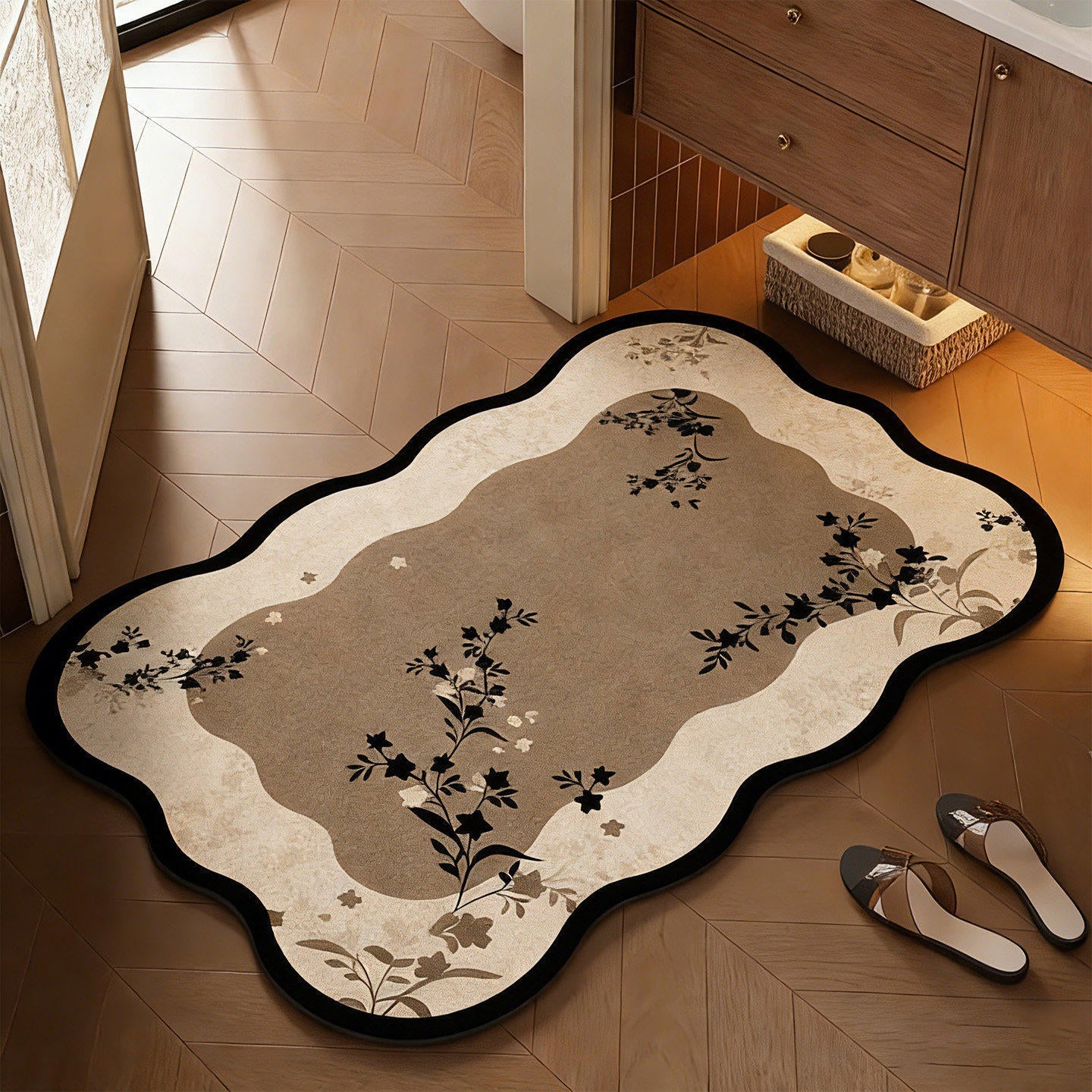 Floral Design Bathroom Mat