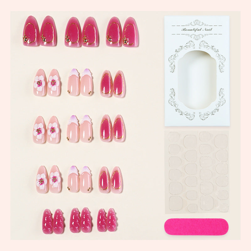 Premium Decorative Press-On Nail Set with Floral Accents Acalora