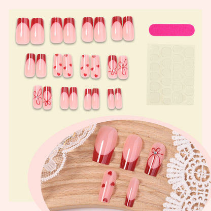 Decorative Heart Pattern Press-On Nails Acalora