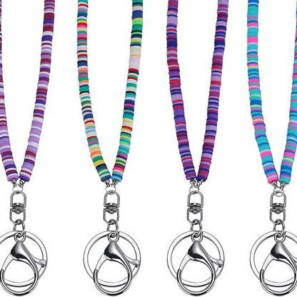 Colorful Beaded ID Badge Holder Lanyard Acalora