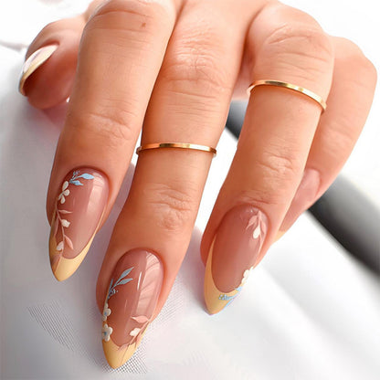 Decorative Press-On Nail Set with Floral and Elegant Design Acalora