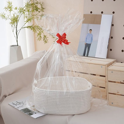 Natural storage basket with ribbons Acalora