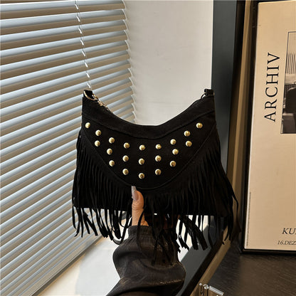 Bohemian Fringe Detail Crossbody Bag Acalora